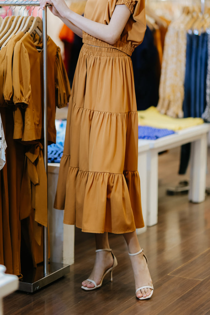 Gartered A Line Long Skirt 