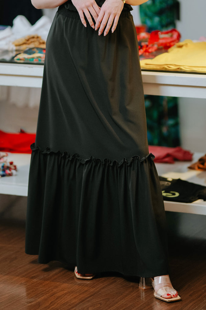 WS - MELIZA Garterized A - line long skirt