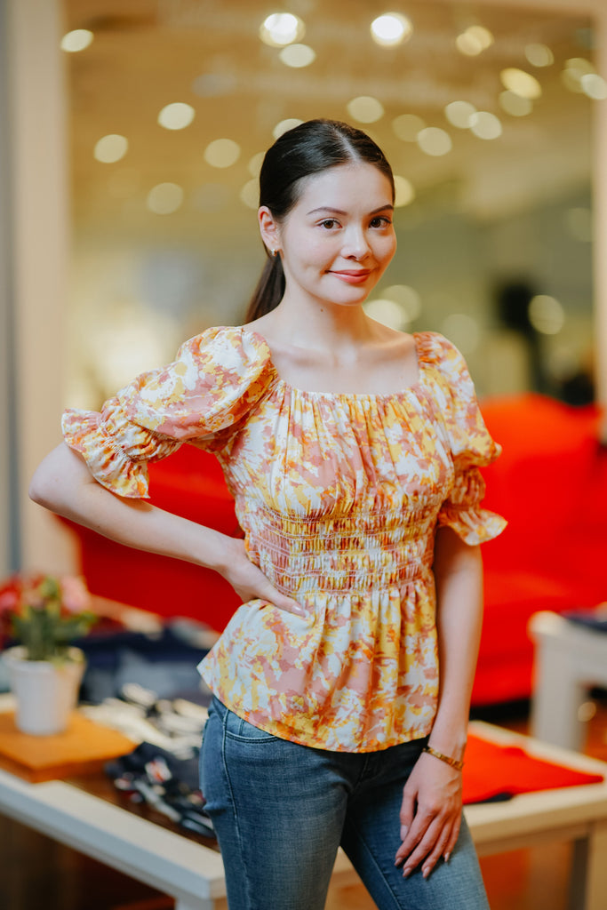 WB - ELICIA 5/8 square neck blouse