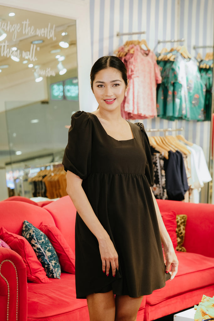 5/8 Sleeves Square Neck Mid Dress 