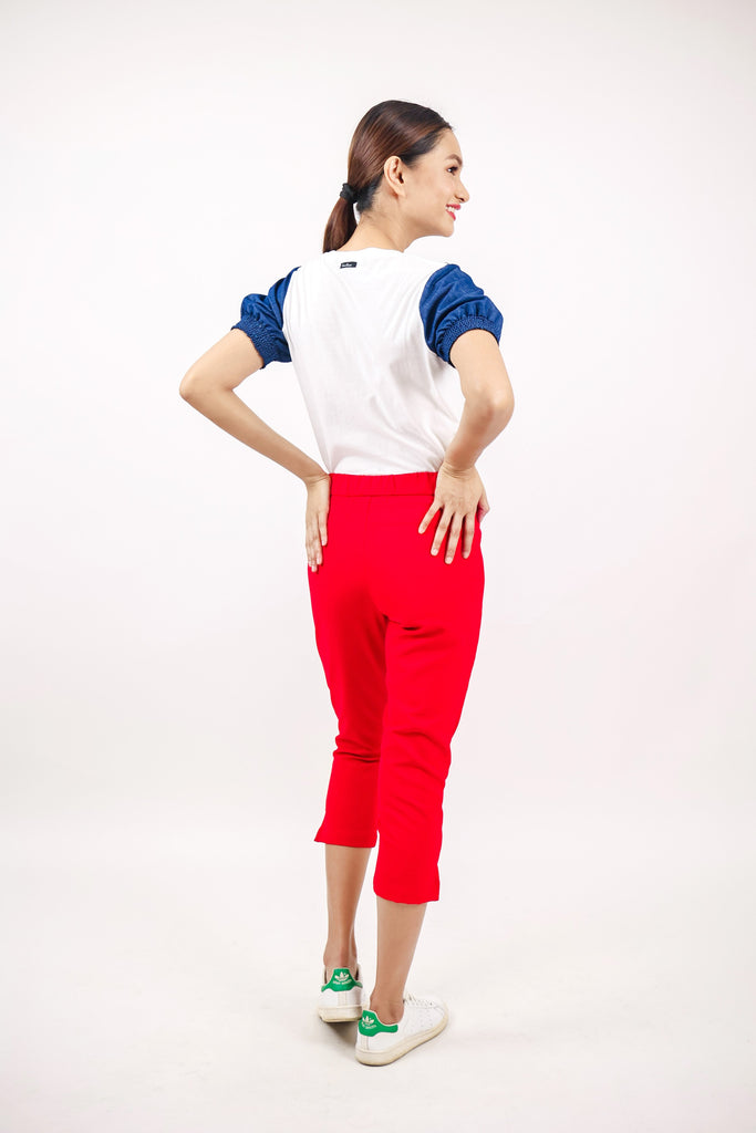 WP - DJAMILA Crop pants garterized waistband with side zipper