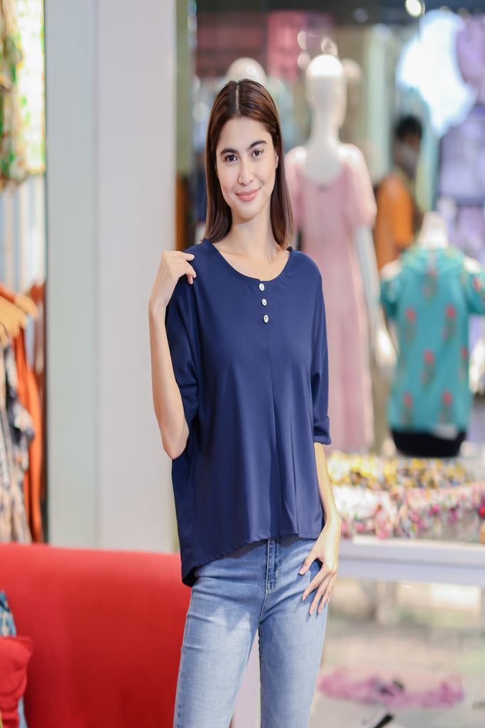 5/8 Sleeves Scoop Neck Blouse
