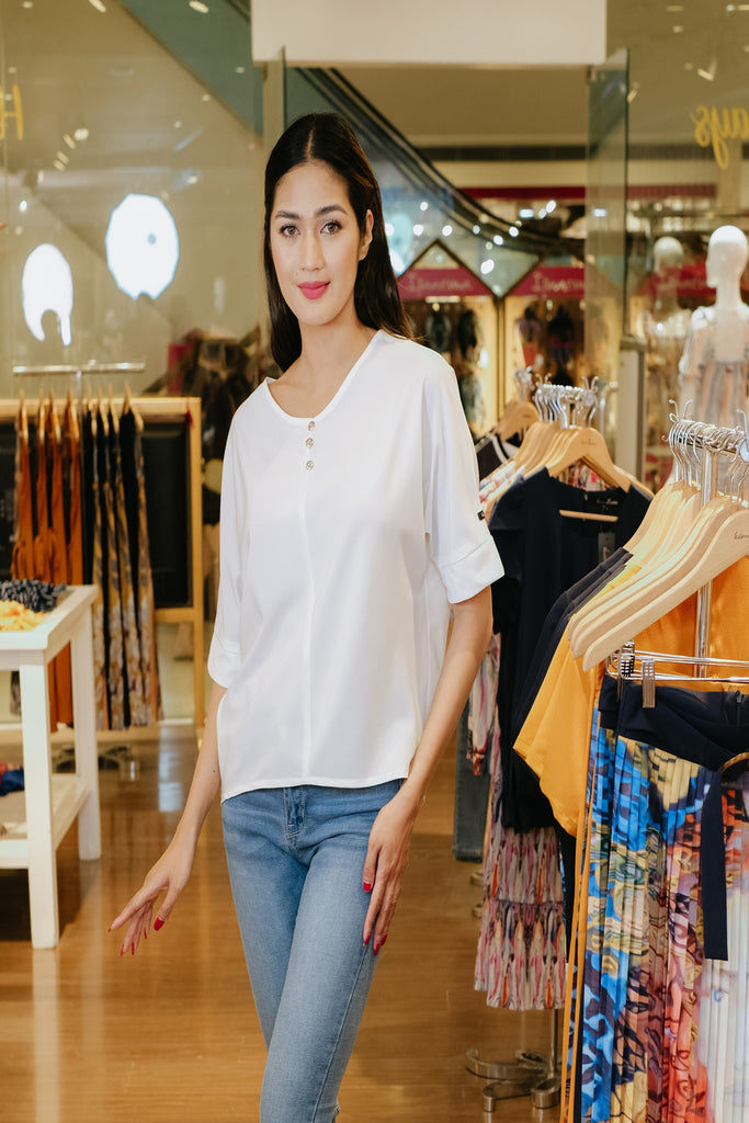 5/8 Sleeves Scoop Neck Blouse