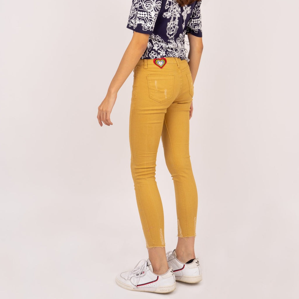 WP-ALICE-KHAKIS-BACK 5 Pocket ripped jeans with heart patch detail on back