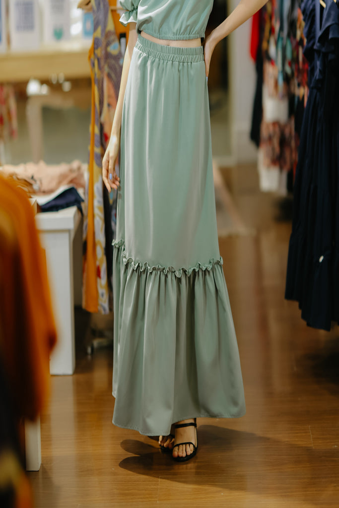 WS - MELIZA Garterized A - line long skirt