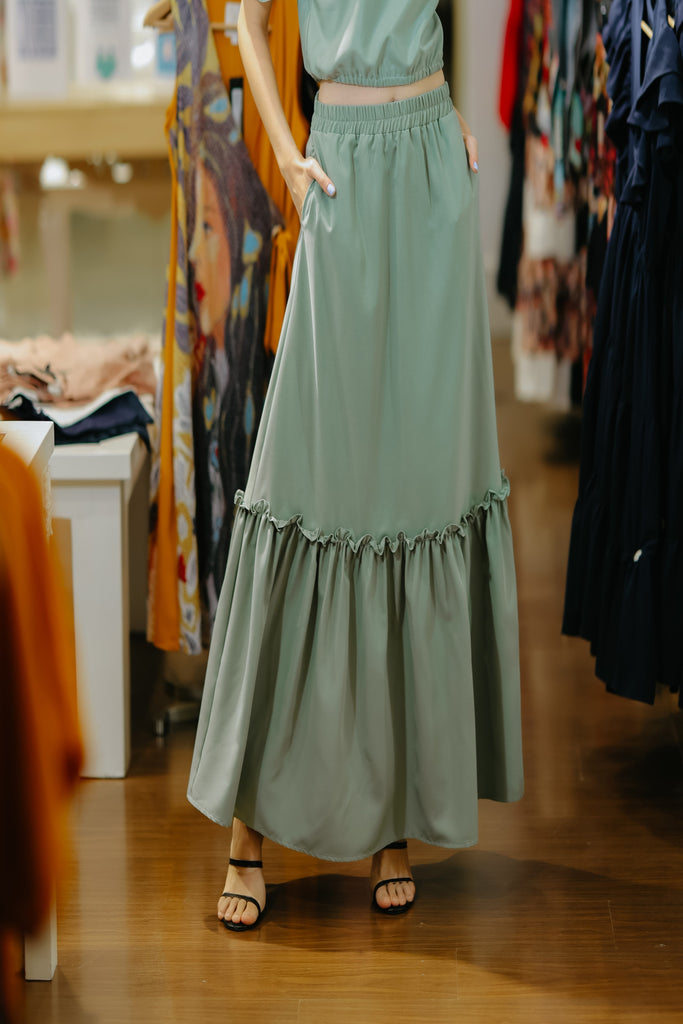 WS - MELIZA Garterized A - line long skirt