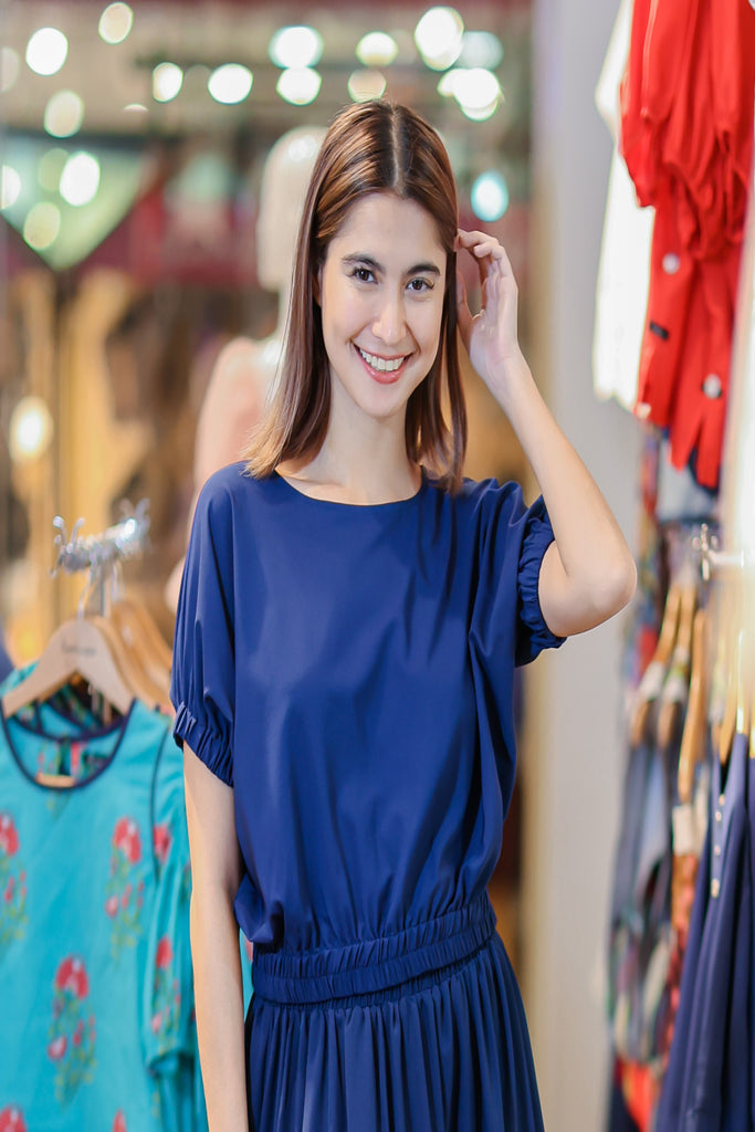 Square Neck Crop Blouse with Continuous Sleeves  